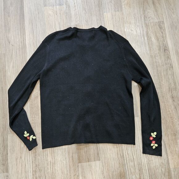 Vtg Joseph A Embroidered Floral Cardigan Sweater Womens M Cottagecore Boho Gma - Picture 5 of 8